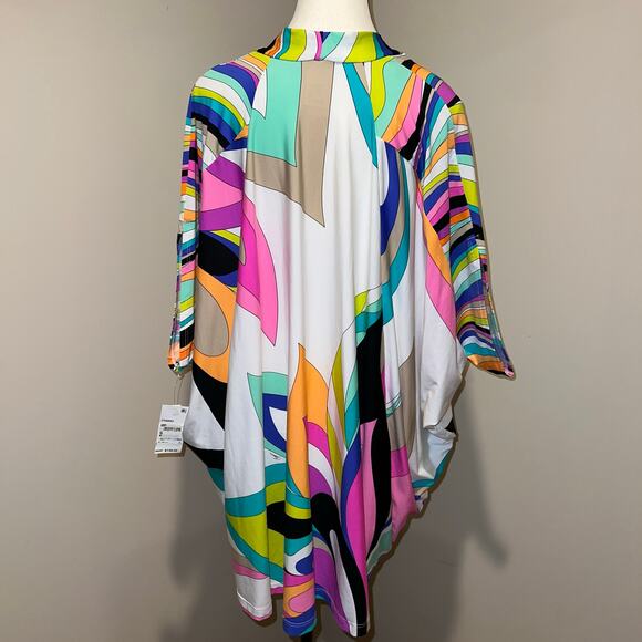 Trina Turk St. Tropez Bright Colorful Batwing Kimono Swim Coverup NEW Size M - Picture 5 of 13